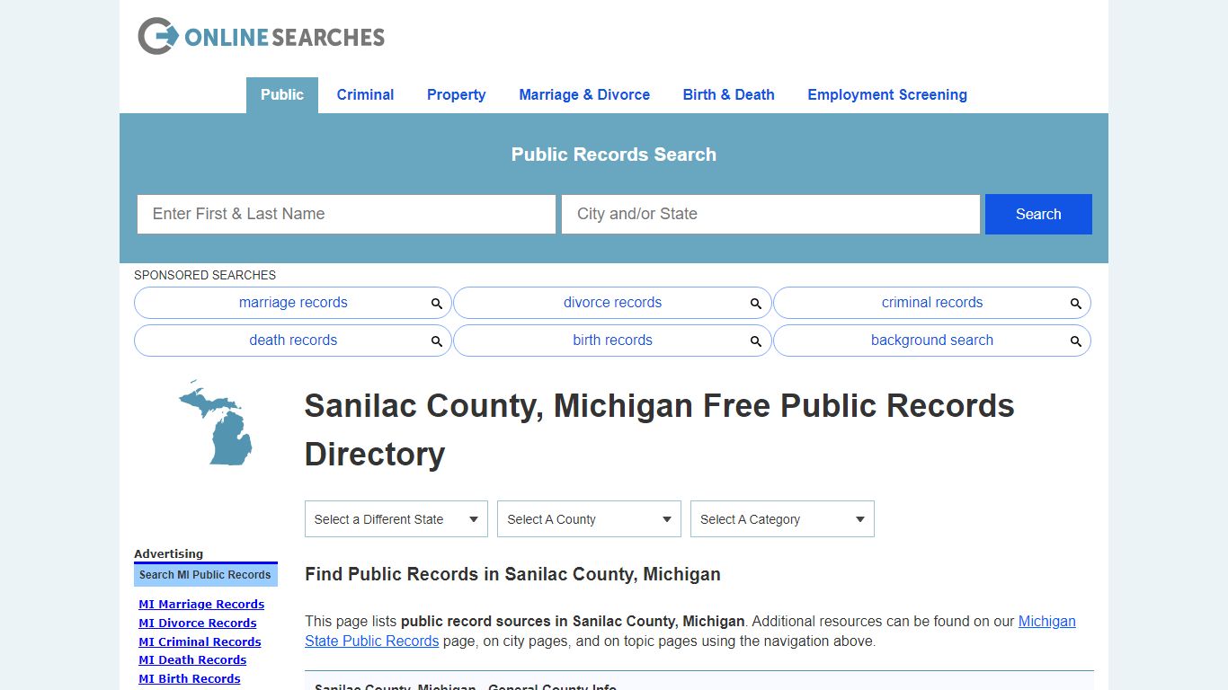 Sanilac County, Michigan Public Records Directory