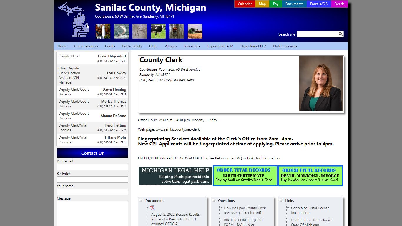 County Clerk - Sanilac County, Michigan